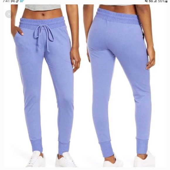 Free People Movement Sunny Skinny Sweats Joggers Violet LARGE NWT - Picture 1 of 16